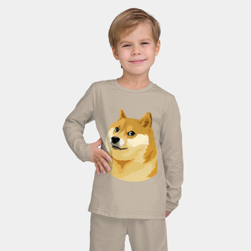 Детская пижама с лонгсливом хлопок Doge, цвет миндальный - фото 3