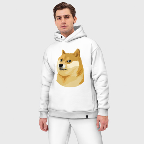 Мужской костюм oversize хлопок Doge, цвет белый - фото 3