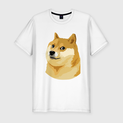 Мужская приталенная футболка из хлопка с принтом Doge, вид спереди №1
