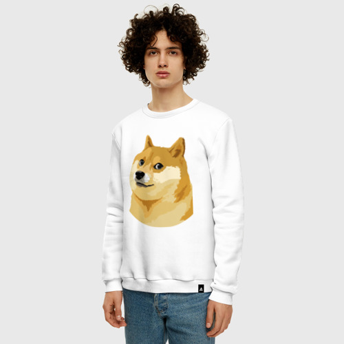 Мужской свитшот хлопок Doge, цвет белый - фото 3