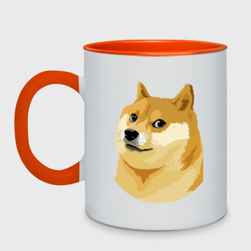 Кружка двухцветная Doge, цвет белый + оранжевый