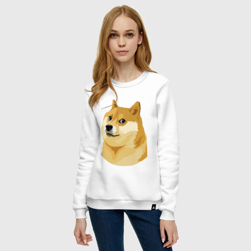 Женский свитшот хлопок Doge, цвет белый - фото 3