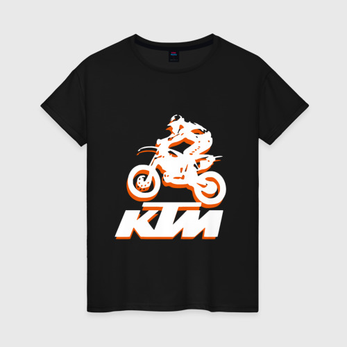 Женская футболка хлопок KTM белый, цвет черный