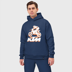 Мужской костюм oversize хлопок KTM белый - фото 2