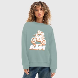 Женский свитшот oversize без начеса хлопок KTM белый - фото 2