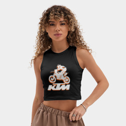 Женская укороченная майка-топ хлопок KTM белый - фото 2