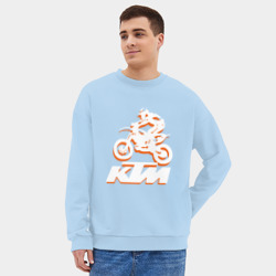 Мужской свитшот oversize без начеса хлопок KTM белый - фото 2