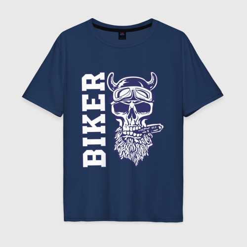 Мужская футболка хлопок Oversize Biker, цвет темно-синий