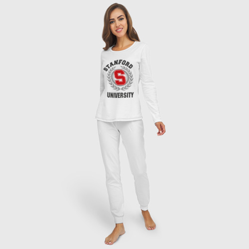 Женская пижама с лонгсливом хлопок Стэнфорд, цвет белый - фото 3