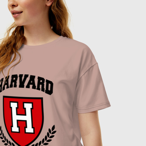 Женская футболка хлопок Oversize Гарвард, цвет пыльно-розовый - фото 3