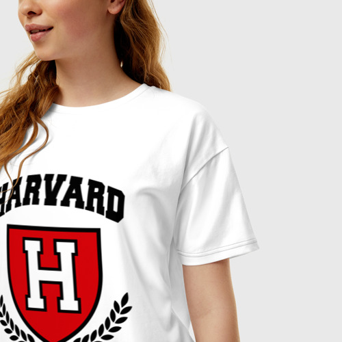 Женская футболка хлопок Oversize Гарвард, цвет белый - фото 3