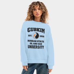 Женский свитшот oversize без начеса хлопок Унивеситет им.Губкина - фото 2