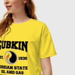 Женская футболка хлопок Oversize Унивеситет им.Губкина - фото 2