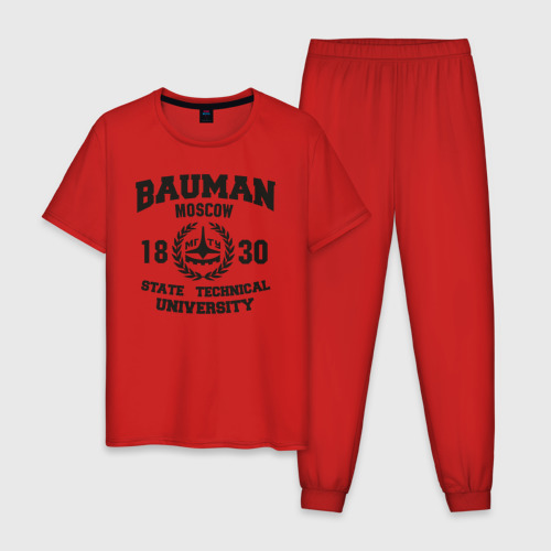 Мужская пижама хлопок Университет Баумана, цвет красный