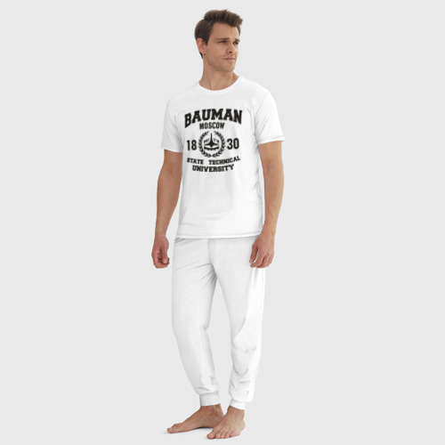 Мужская пижама хлопок Университет Баумана, цвет белый - фото 5