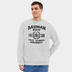 Мужской свитшот oversize без начеса хлопок Университет Баумана - фото 2