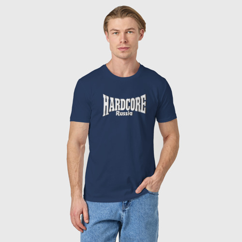 Мужская футболка хлопок Hardcore Russia, цвет темно-синий - фото 3