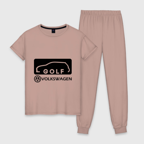 Женская пижама хлопок Фольцваген гольф, цвет пыльно-розовый