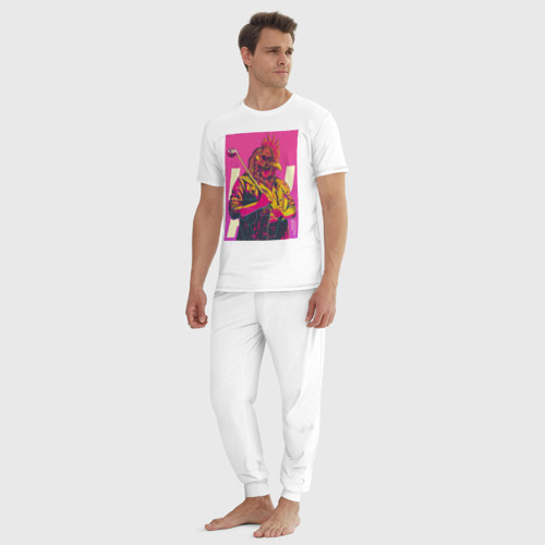 Мужская пижама хлопок Hotline miami, цвет белый - фото 5