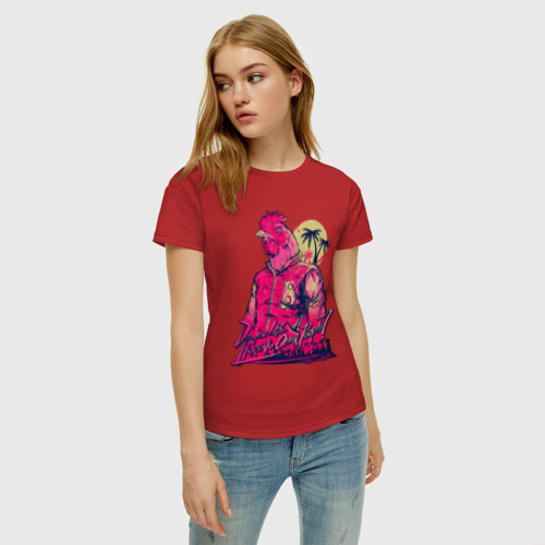 Женская футболка хлопок Hotline Miami, цвет красный - фото 3