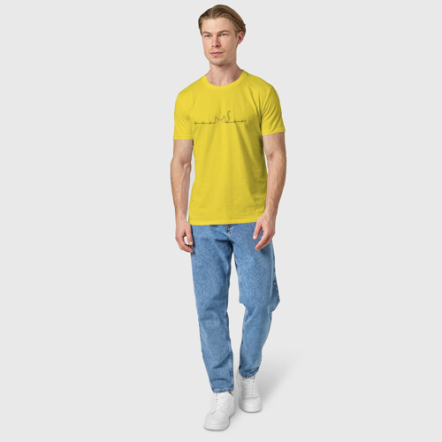 Мужская футболка хлопок Пульсирующий кот, цвет желтый - фото 5