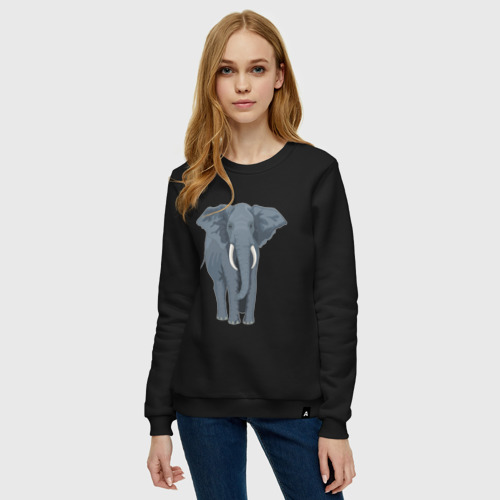 Женский свитшот хлопок с принтом Слон, фото на моделе #1
