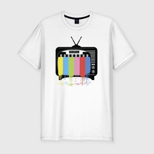 Мужская футболка хлопок Slim Телевизор, цвет белый