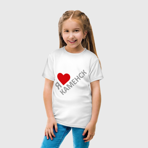 Детская футболка хлопок Я люблю Каменск, цвет белый - фото 5