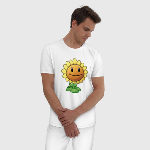 Мужская пижама хлопок Plants Vs Zombies, цвет белый - фото 3