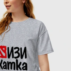 Женская футболка хлопок Oversize Изи катка - фото 2