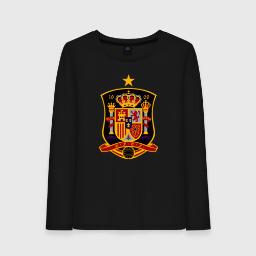 Женский лонгслив хлопок Spain National Football, цвет черный