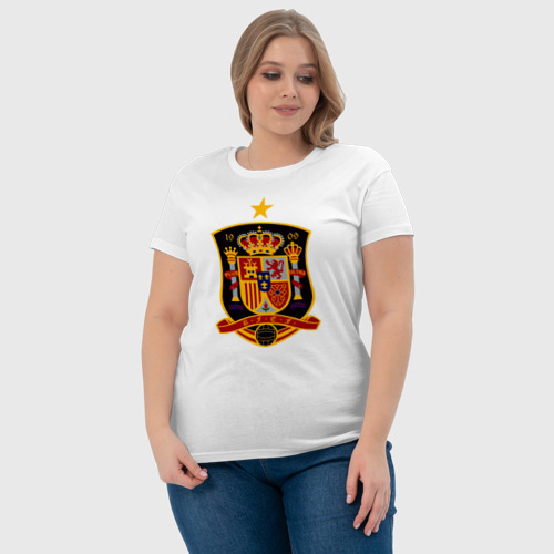 Женская футболка хлопок Spain National Football, цвет белый - фото 6