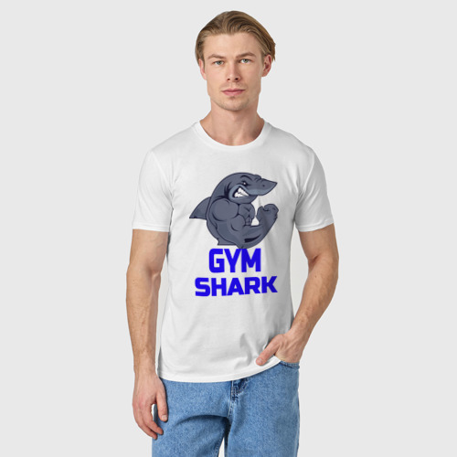Мужская футболка хлопок GymShark, цвет белый - фото 3