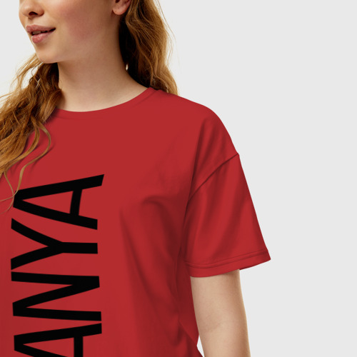 Женская футболка хлопок Oversize Таня, цвет красный - фото 3