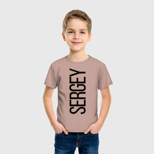Детская футболка хлопок с принтом Сергей, фото на моделе #1