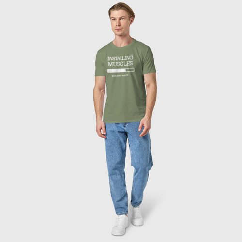 Мужская футболка хлопок с принтом Установка мускулатуры, вид сбоку #3