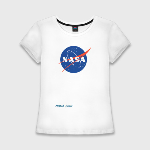 Женская футболка хлопок Slim NASA, цвет белый