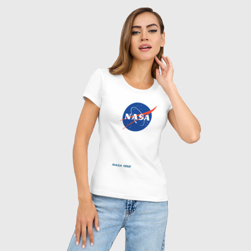 Женская футболка хлопок Slim NASA, цвет белый - фото 3