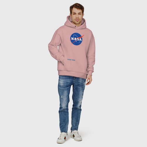 Мужское худи Oversize хлопок NASA, цвет пыльно-розовый - фото 6