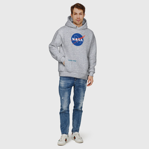 Мужское худи Oversize хлопок NASA, цвет меланж - фото 6