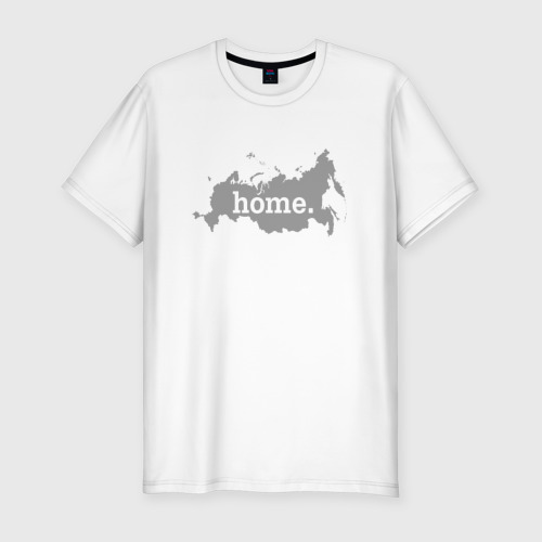 Мужская приталенная футболка из хлопка с принтом Home - Россия, вид спереди №1