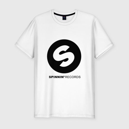 Мужская приталенная футболка из хлопка с принтом Spinnin records, вид спереди №1