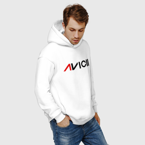 Мужское худи Oversize хлопок Avicii, цвет белый - фото 7