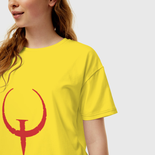 Женская футболка хлопок Oversize Quake, цвет желтый - фото 3