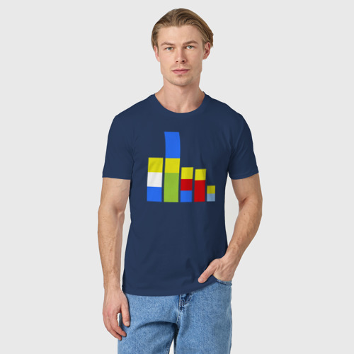 Мужская футболка хлопок Симпсоны кубики, цвет темно-синий - фото 3