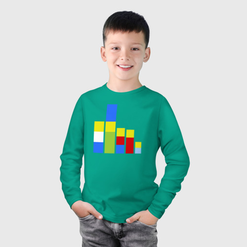 Детский лонгслив хлопок с принтом Симпсоны кубики, фото на моделе #1
