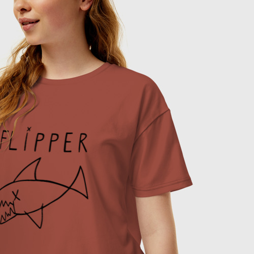 Женская футболка хлопок Oversize Flipper, цвет кирпичный - фото 3