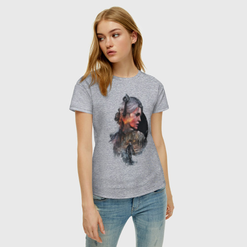 Женская футболка хлопок с принтом The Witcher 3, фото на моделе #1