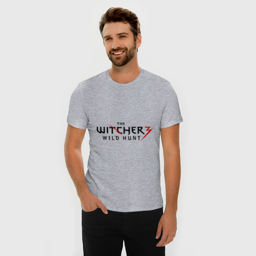 Мужская футболка хлопок Slim с принтом The Witcher 3, фото на моделе #1