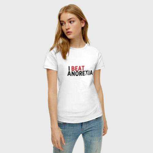 Женская футболка хлопок Я победил анорексию - фото 3